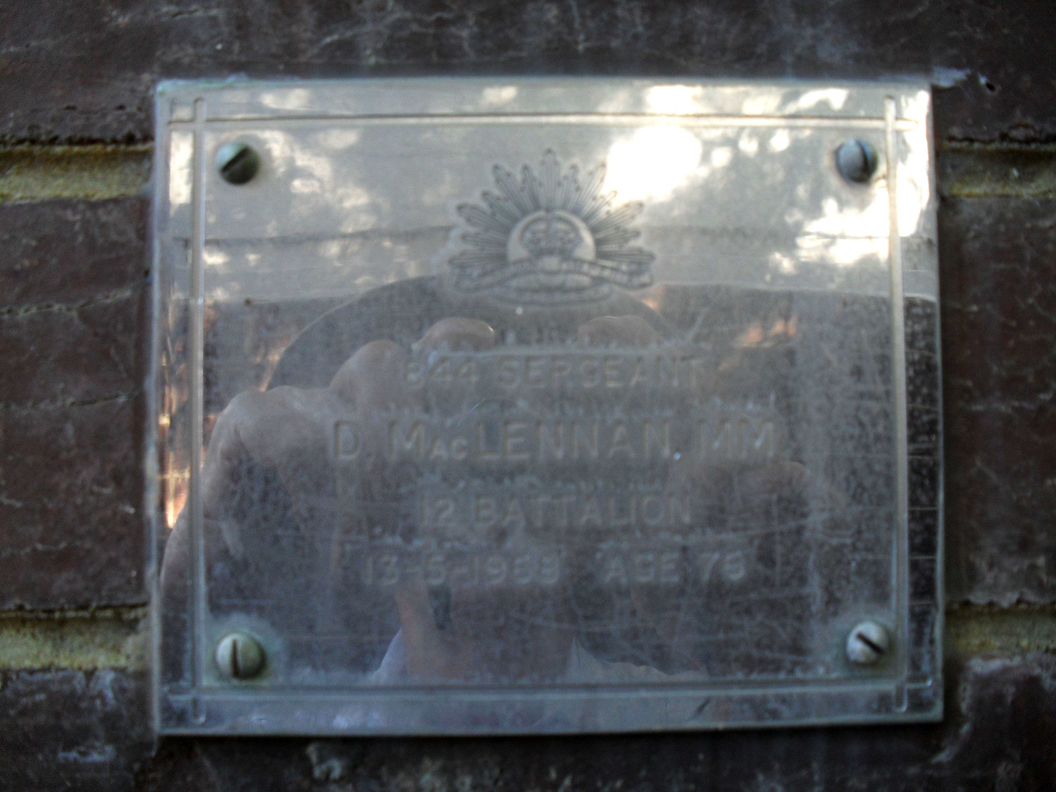 Photo of headstones/Donald MacLennan d1968 Sgt. MM hdstn Karrakatta